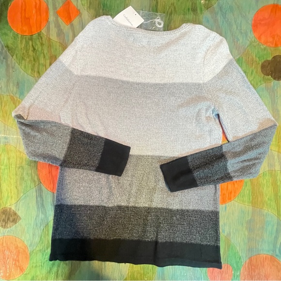 NWT Croft & Barrow Sweater Women's Medium Black Gray White Stripes Long Sleeve - Picture 5 of 5